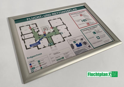 Flucht und Rettungspläne stabile Ausführung aus Aluminium DIN A4 29,7x21cm 