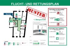 Beispiel eines Flucht- und Rettungsplanes für ein kleines Büroobjekt <150m²