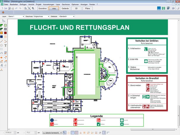 Feuerwehr-, Flucht- und Rettungspläne Software