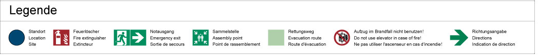 Legende mehrsprachig eines Flucht- und Rettungsplan