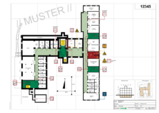 Feuerwehrplan DIN 14095 – Geschossplan eines Altenpflegeheimes