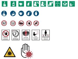 COVID-19 Infektionsschutz Piktogramme (Auszug)